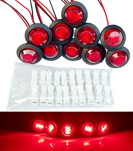 Hylikota 10pcs Vermelho 3LED 12V 3/4 '' Marcador LED LUZES LUZES DE FRIGE ROUNTE ROUNDA LIVRA LIVERSA DE SINGRA LIGLE