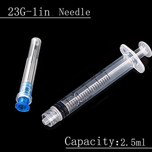 Pacote 50 - 2,5 ml 23Ga Ferramenta de seringa de plástico, consumíveis de laboratório industrial e científico para reabastecimento,