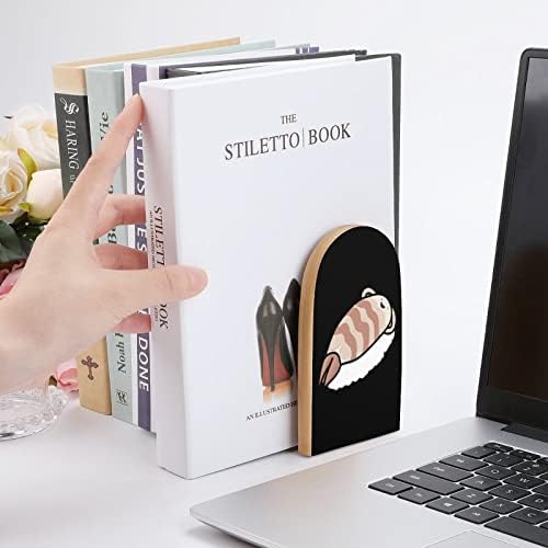 Sushi Bed Wood Livro termina os titulares de livros decorativos para prateleiras de livros pesados ​​com padrão impresso