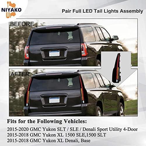 Niyako Conjunto de 2 para lados do motorista e passageiro, LED de lâmpada fumada LED completa Luzes traseiras LED LUZ