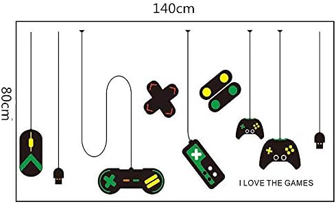 Decoração de quarto, Joysticks de jogos de 2PCs Gamer, Decalque de parede do controlador de vinil, adesivos de parede