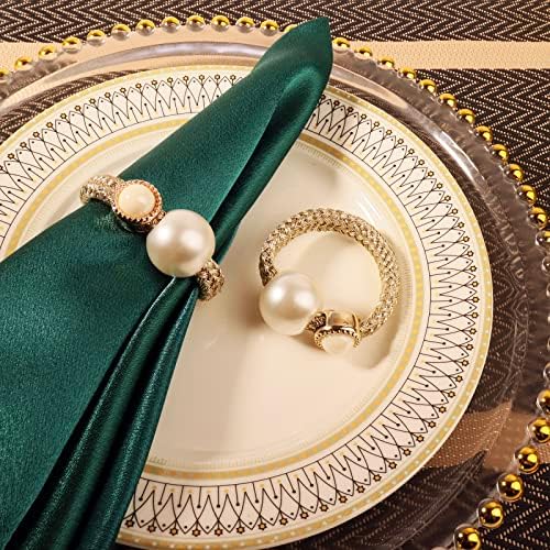 Lonmtos Pearl Napkin Ring Conjunto de 6 usados ​​para festivais, festas, acessórios de decoração de mesa da família