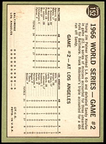 1967 Topps # 152 1966 World Series - Jogo # 2 - Palmer em branco Dodgers Jim Palmer Baltimore/Los Angeles Orioles/Dodgers VG/Ex Orioles/Dodgers