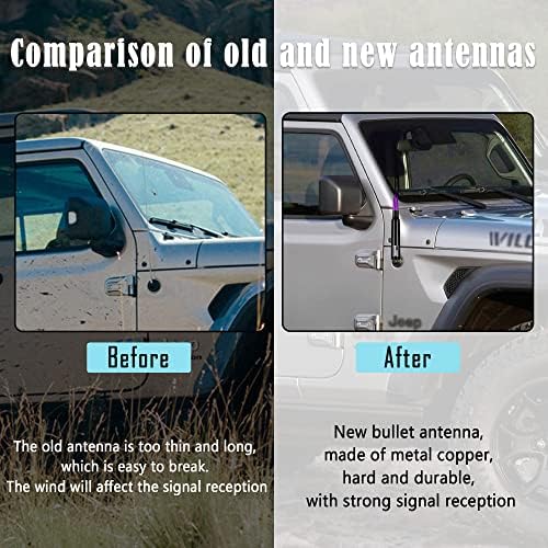 Antena de bala de carro com tampas de haste de válvula - Design de bandeira dos EUA Fit Good for AM/FM Radio, Antena de caminhão