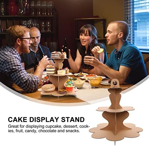 Soimiss bandejas de bandejas de bolo 3 camadas cupcake titular kraft papel sobremsert torre frutas exibir rack de mesa central peças