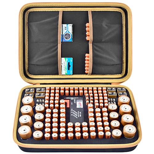 Caixa de armazenamento do organizador da bateria, caixa de recipientes do suporte de baterias para AAA AAAA 9V C D LITHIUM 3V. Bolsa