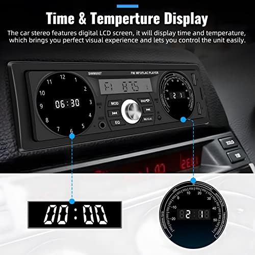 Unidadepsci single din bluetooth carro estéreo carro mp3 player receptor de áudio multimídia, rádio FM/AM, chamada de mãos livres, entrada auxiliar de áudio/USB/TF entrada, carga rápida LCD Digital+ controle remoto