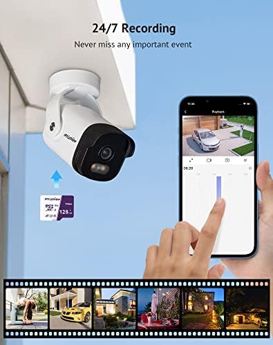 Câmera de segurança 2K LAVIEW ao ar livre com visão noturna colorida, câmeras com fio de 3MP para segurança doméstica, câmera à prova d'água IP65, vídeo ao vivo 24/7, áudio de 2 vias, armazenamento em nuvem/slot SD, compatível com Alexa