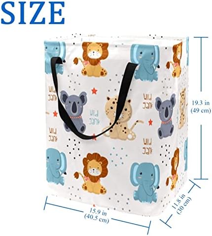 Wild Elephant Lion Koala e Cat Print Collapsible Laundry Horse, 60l de lavanderia à prova d'água de roupas de lavar roupas de