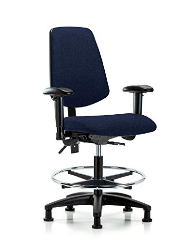 Labtech Seating LT42282 Cadeira de bancada média, tecido, base de nylon de fundo médio - braços, anel de pé cromado, desliza, Borgonha