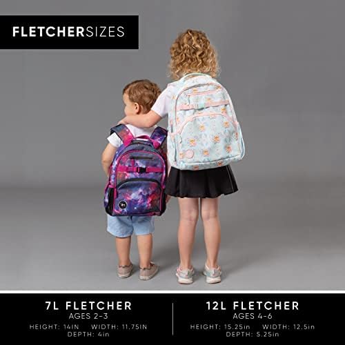 Mochila simples de crianças modernas para meninos da escola meninas | Backpack da criança do jardim de infância do jardim de infância | Coleção Fletcher | Crianças - Médio | Sky Cali