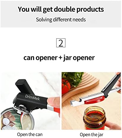 Manual de abridor de lata DRIMMEK+abridor de jar, cofre- Corte lateral fácil- abridor de lata para casa, cozinha e sala de jantar