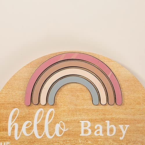 Anúncio do bebê sinal de arco -íris Nome do bebê Signo 6,3 polegadas Nome do bebê Sinal de anúncio para foto Prof Cenário do chá