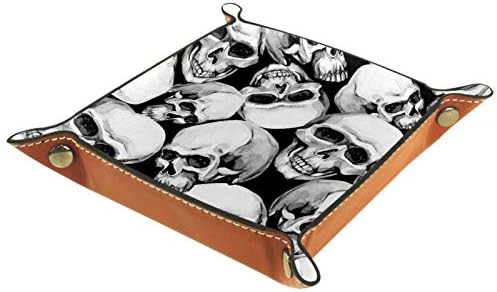 Lyetny Skull Black White Organizador Bandeja Caixa de armazenamento Bandeja de mesa de mesa Caddy Alteração de troca