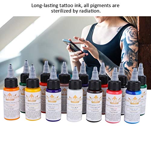 14 Cores Tattoo Ink Conjunto, Kit de pigmento cor do corpo Profissional Pernamento Pernamento Tattoo Tattoo Supply Microblading Ink, Tattoo Tattone Conjunto para Tattoo Machine Tattoo Ink
