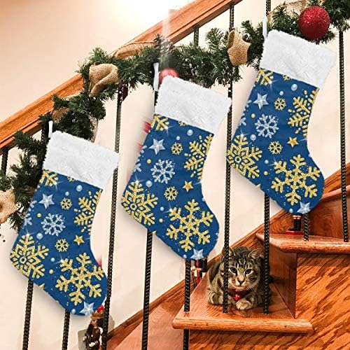 Meias de natal alaza snowflakes clássico clássico personalizado decorações de meia para férias em família decoração