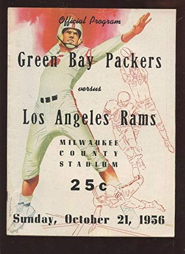 21 de outubro de 1956 Programa da NFL Los Angeles Rams no Green Bay Packers Ex - NFL Programs