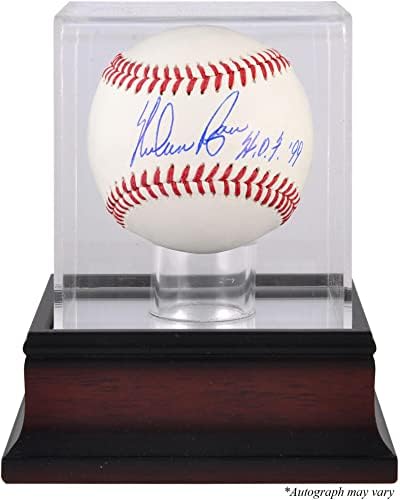 Nolan Ryan Texas Rangers Baseball autografado com exibição de beisebol de inscrição e mogno Hof 99 - Bolalls autografados