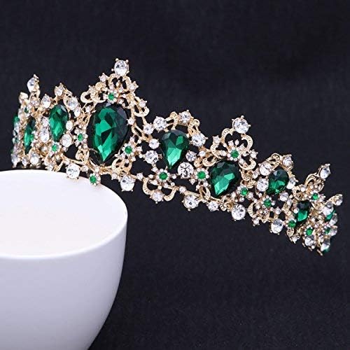 Frcolor Royal Crystal Tiara Green Rainha Rainha Tiara Coroa de Casamento Princess Acessórios para Cabelo para Noiva