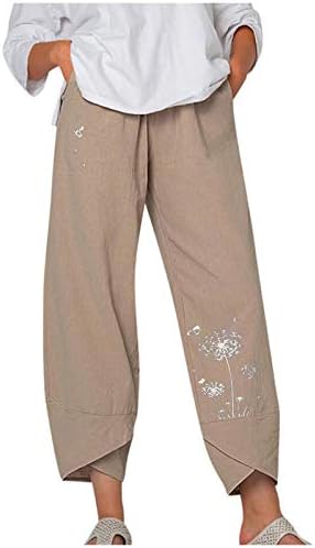 Calças de ioga de tamanho grande para mulheres 2x calças de algodão larga de perna larga cintura calça elástica casual feminino