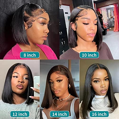 Jnymell Short Bob Human Human Lace Front Wigs HD Transparente 13x4 Lace frontal perucas brasileiras pré -arrancadas nós branqueados