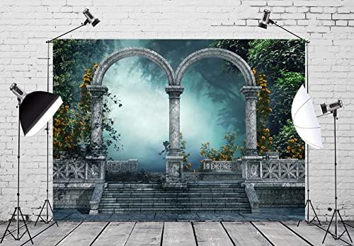 BELECO PALACE VINTAGE PALACE CENTRANTE TESTRA DE CATURA DE 20X10 FTET GOTHIC PARA PILARES COLUNAS DE ARCH STAIRS FOGGY ROSES ROSES Antecedentes Castelo medieval Decorações de festas de casamento