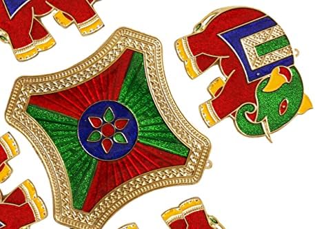 Artisenia acrílico elefante vermelho rangoli decorações de piso de mesa decoração de pedras cravejadas lantejoulas tradicionais de casas festivas