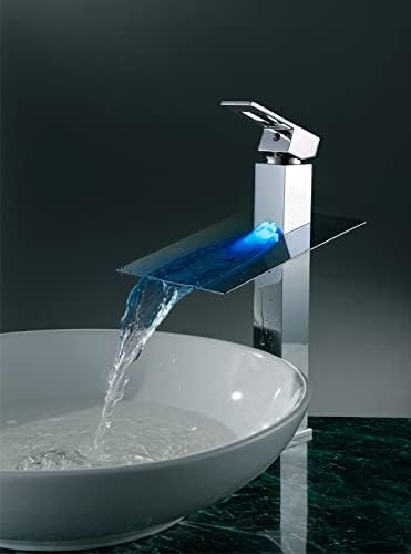 Cascada Modern Modern eleglish single alteração de cor Torneira LED Cachoeira banheiro Alteração automatizada de temperatura