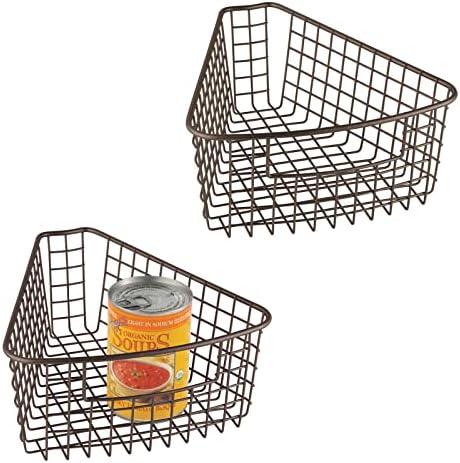 Mdesign Wire Basket para armário de canto preguiçoso Susan com alça dianteira - armário de cozinha, prateleira e