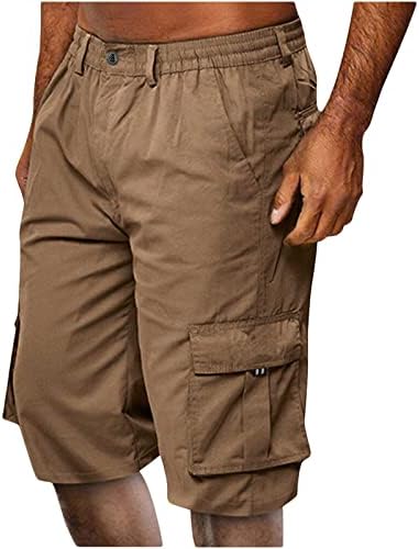 Cargo de verão masculino curto cintura elástica sólida multi-bolso esportes táticos militares ao ar livre shorts casuais