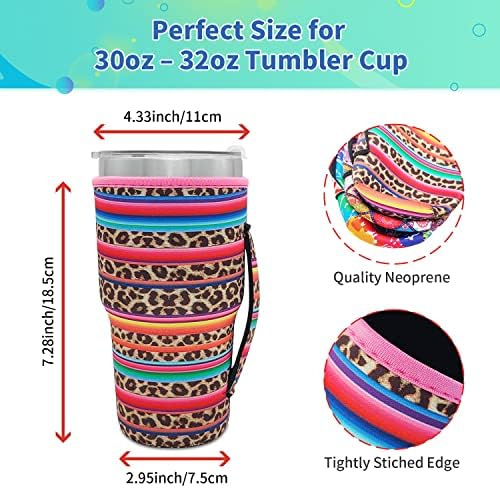 Reutilizável Icened Coffee Cofle Cup Sleeve Neoprene Sleeves Cup Tound Idea para copo de tumbler de 30 onças a 32 onças, Trenta