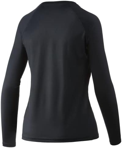 Huk Women's Standard Pursuit de manga longa Camisa de desempenho + proteção solar, reflexo-preto, médio