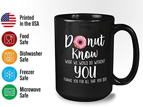 Bubble abraça Profissão Apreciação Coffee caneca 15oz preto - Donut Saiba o que faríamos sem você - Médico Ocupação do Dia dos Professores Médico Polícia Polícia Trabalho Obrigado funcionário funcionário