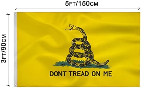 Não pise em mim bandeira de 3x5 ft -gadsden sinalizador interno/externo de qualidade poliéster com bordas duplas de cor vívidas