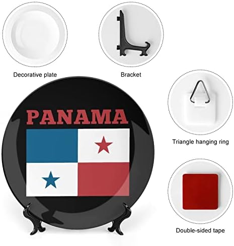 Bandeira do Panamá a osso engraçado China de placa decorativa redonda Placas de cerâmica artesanato com exibição Stand for Home Office Wall Decoration