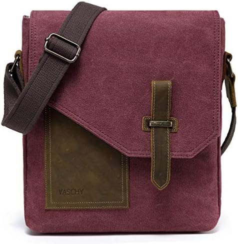 Bolsa de mensageiro vaschy, bolsa de crossbody leve de couro vintage