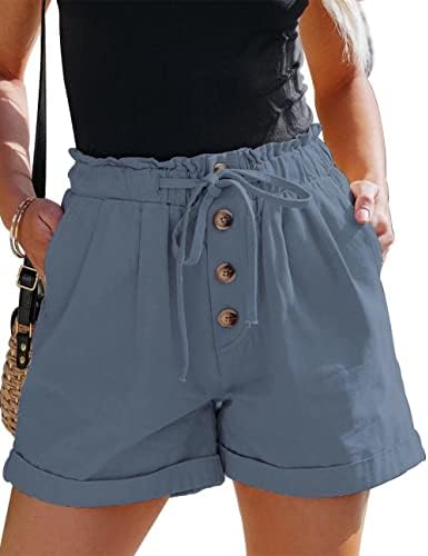 Shorts femininos de fekoafe 2023 grades de algodão de cintura alta do verão de verão para mulheres na moda