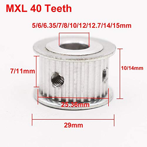 Transmisionção de potência mxl tipo 40t 40 dentes 2.032mm polias de tempo de inclinação 5/6/-12,7/14/15m mem.