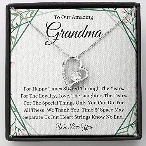 Jóias de cartão de mensagem, colar artesanal- colar de coração personalizado, presente de aniversário da avó, para a avó do colar de