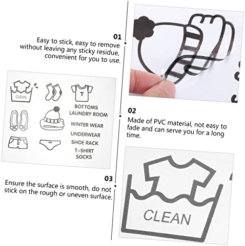 Adesivos de lençóis doiTool 5 folhas de adesivos de etiquetas removíveis para crianças rótulos para crianças para roupas Organização de roupas Decal