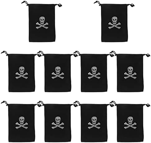 Nolitoy Clear Goodie Bags 10pcs Pirata Skull Scullstring Party Favor Favory Bags Pirata Goodie Bags Jewelry Sack bolsas para crianças
