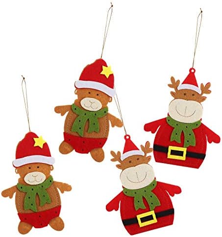 ABAODAM 4 PCs Senti lindos sacolas de talheres criadas Decores desenhos animados pingentes de Natal usados ​​para celebrar