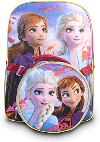 Pacote da Disney Frozen Anna e Elsa Backpack com lancheira para garotas infantis ~ 4 pco