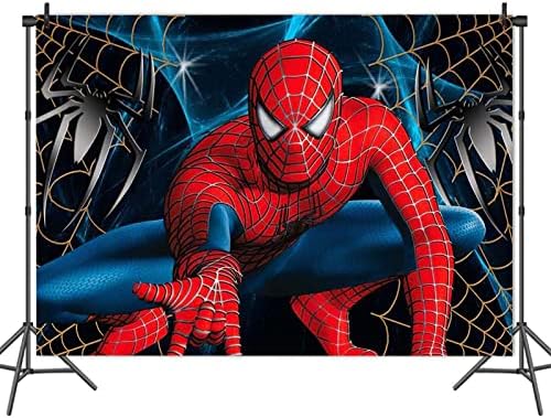 Cenários de fotografia spiderman 7x5 pés de super -herói de super -herói fundo para chá de bebê infantil infeliz aniversário spiderman decoração bolo de mesa de mesa