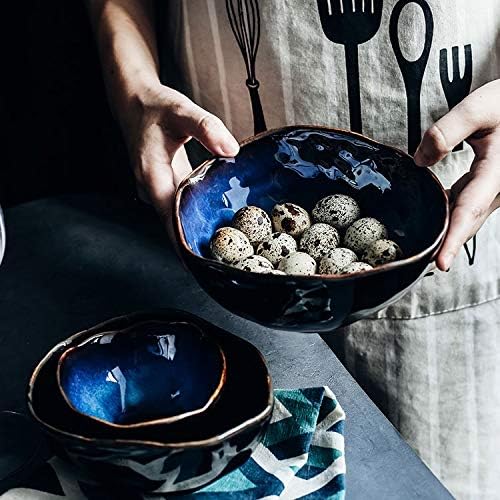 Zldgyg 2/4 pessoas conjunto de mesa de mesa azul cor cerâmica irregular para jantar de jarro