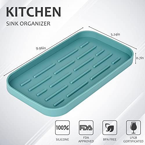 VIWEHOTS Organizador da pia da cozinha esponja-silicone Holder-9,96 x 5,24 polegadas, bandeja de silicone para sponge-soap