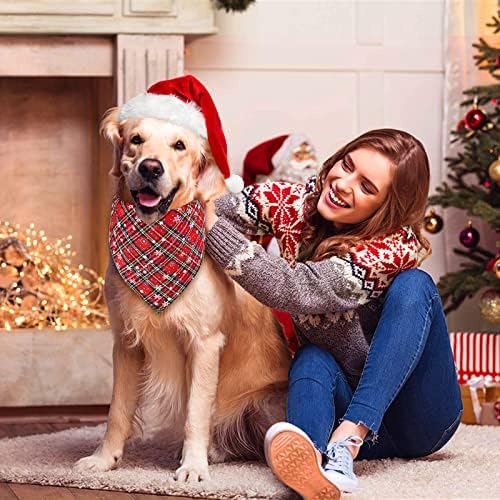 Malier 2 pacote de cachorro bandana natal búfalo xadrez snowflake lengo de lenço de estimação Bibs de lenço de lençóis Definir acessórios de figurinos de animais de estimação Decoração para pequenos cães grandes cães grandes gatos de animais de estimação…