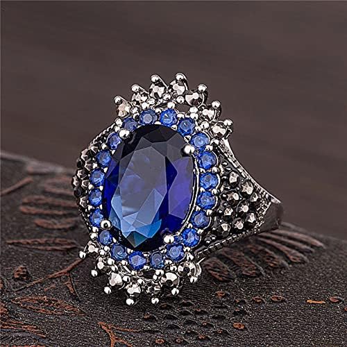 2023 Novo anel preto tailandês vintage Big Jewelry Pomã anel prateado anel de minério de anéis de anel exagerado vermelho anéis de diamante