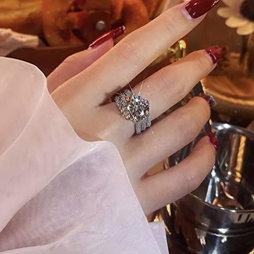 Anel de estrela para a filha Super Flash Flash Moissanite Ring Shaped Engagement Rings for Women Moissanite Twisted Anéis de noivado Promessa de casamento Promise
