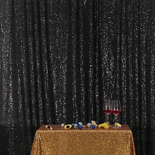 Eterna beleza preta de lantejoulas de lantejoulas de pano de fundo de fotografia de fundo cortina de festa, 8 pés x 10ft